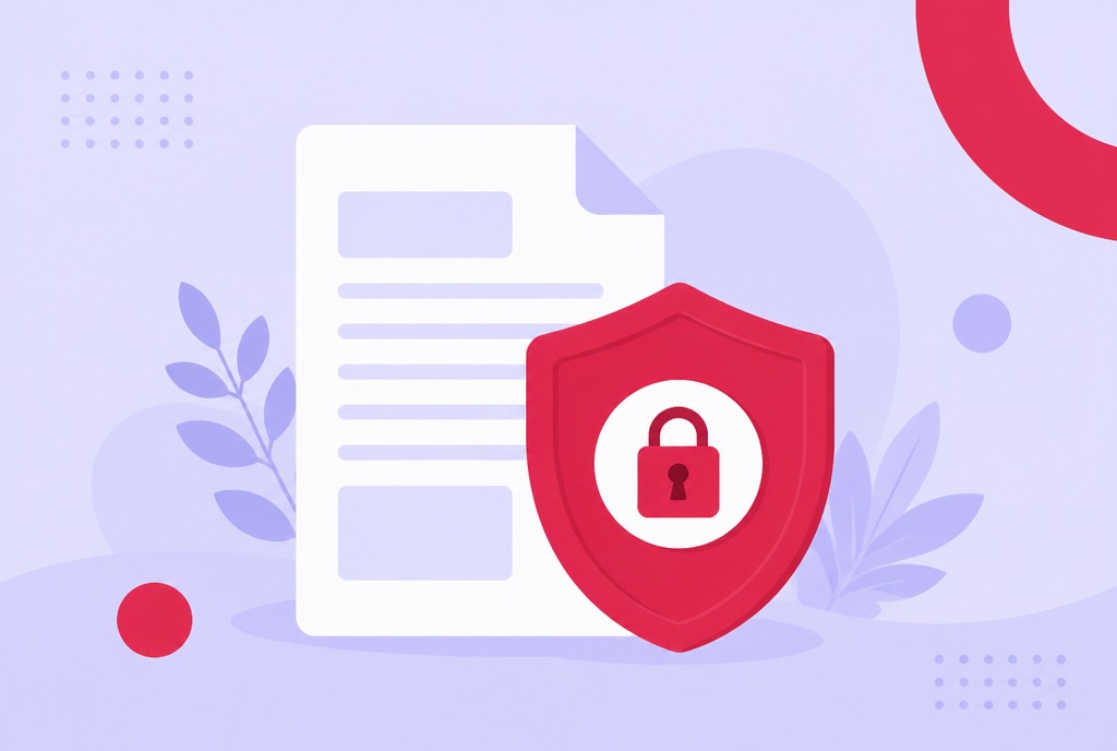 Illustration of a padlock securing a PDF document