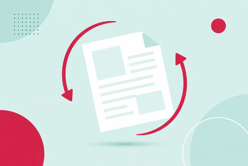 Illustration of a sideways PDF page being rotated upright
