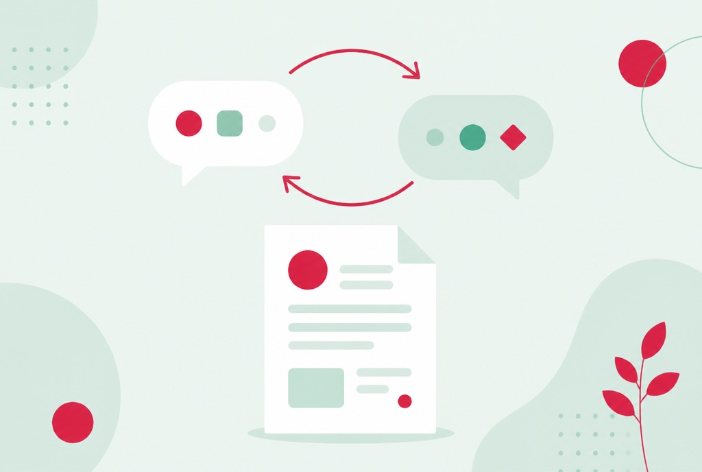Illustration of a PDF document being translated into another language