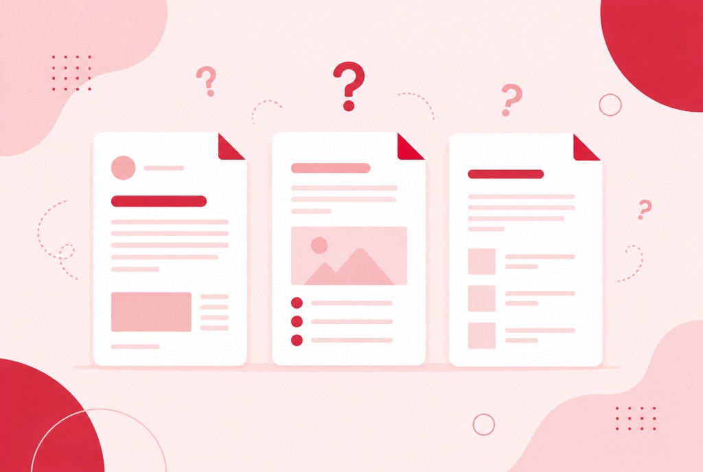 Illustration comparing three business documents side by side