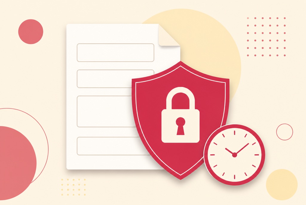 Illustration of a document protected by a shield and padlock
